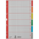 LEITZ karton-register extrastark, blanko, A4, 6-teilig, grau