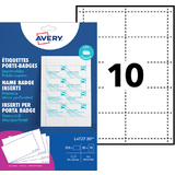 AVERY inserts imprimables pour badges, 54 x 90 mm, blanc