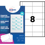 AVERY inserts imprimables pour badges, 55 x 86 mm, blanc