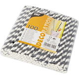 PAPSTAR papier-trinkhalm "Stripes", 200 mm, schwarz/wei