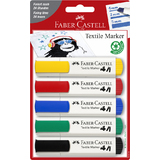 FABER-CASTELL Textilmarker, Standardfarben, 5er Blister