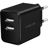 LogiLink USB-Adapterstecker, 2x USB, 12 Watt, schwarz