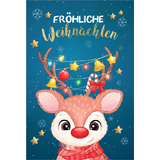 SUSY card Weihnachtskarte "Rentier mit Lichterkette"