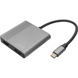 DIGITUS grafikadapter 2in1, usb-c - 2x HDMI, schwarz/silber