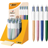 BIC druckkugelschreiber 4 colours Wood Style, 30er Display