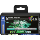 STAEDTLER fasermaler pigment brush pen "Greens & Turquoises"