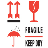 rillprint hinweisetiketten "Fragile/Keep Dry", 80 x 100 mm