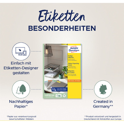 AVERY Zweckform Universal-Etiketten, 105 x 37 mm, gelb