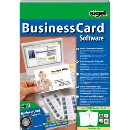 sigel BusinessCard Gestaltungssoftware, fr Visitenkarten