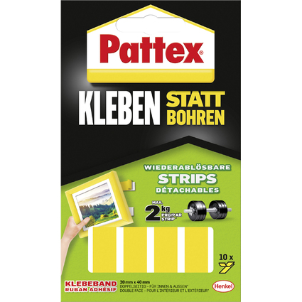 Pattex Montage Klebe-Strips, wieder ablsbar, gelb