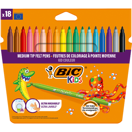 BIC KIDS Fasermaler Kid Couleur medium, 18er Kartonetui