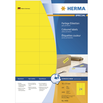 HERMA Universal-Etiketten SPECIAL, 70 x 37 mm, gelb