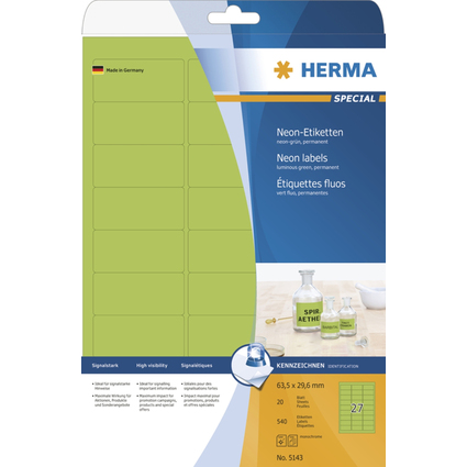 HERMA Universal-Etiketten SPECIAL, 63,5 x 29,6 mm, neon-grn