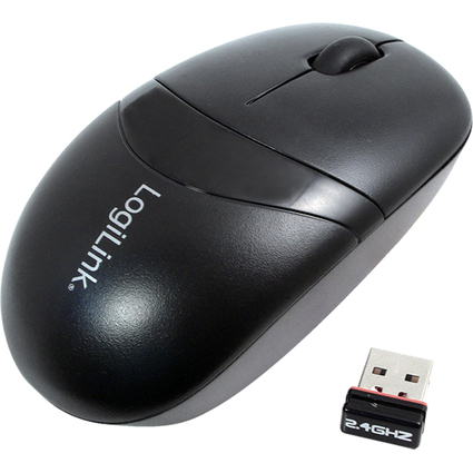 LogiLink Optische Mini Maus, kabellos, USB Dongle, schwarz
