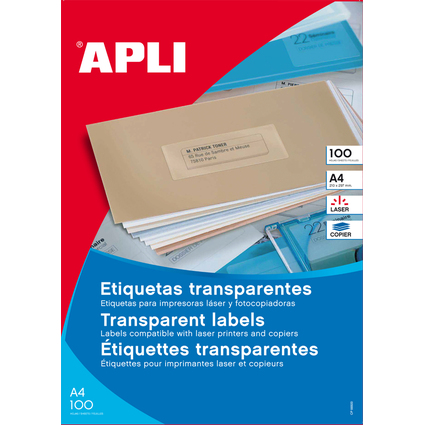 APLI Wetterfeste Etiketten, 48,5 x 25,4 mm, transparent