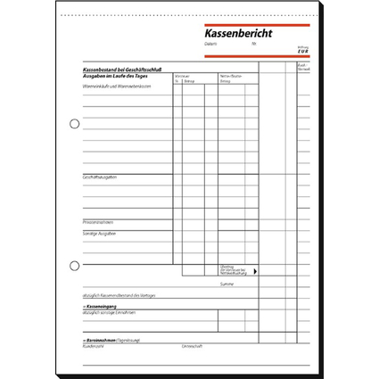 sigel Formularbuch "Kassenbericht", A5, 50 Blatt