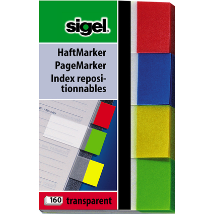 sigel Haftmarker Transparent, 50 x 20 mm, 160 Blatt