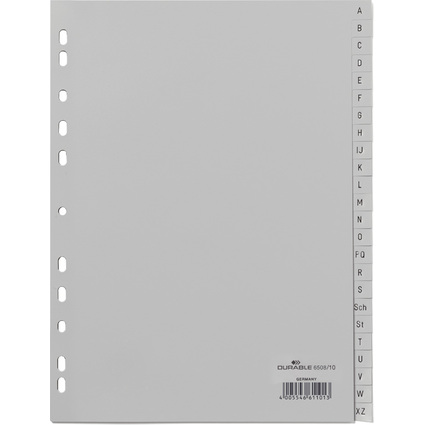 DURABLE Kunststoff-Register, A-Z, A4, 24-teilig, grau
