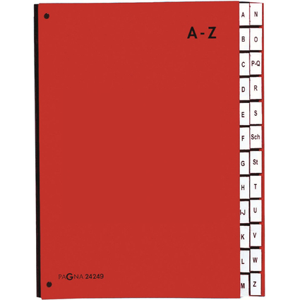 PAGNA Pultordner Color, DIN A4, A - Z, 24 Fcher, rot