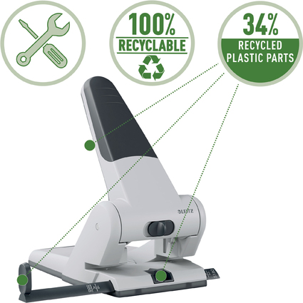 LEITZ Registraturlocher 5180, Stanzleistung: 65 Blatt,silber