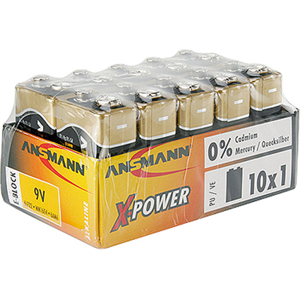 ANSMANN Alkaline Batterie "X-Power",9V E-Block, 10er Display