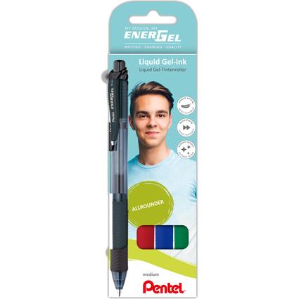 Pentel Liquid Gel-Tintenroller EnerGel-X BL107, 4er Etui