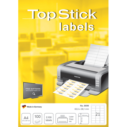 TOP STICK Universal-Etiketten, 63,5 x 38,1 mm, wei