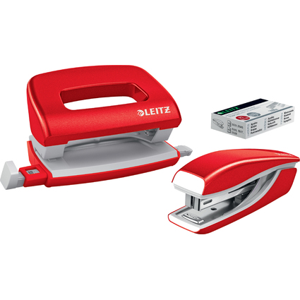 LEITZ Heftgert- & Locher-Set Mini NeXXt WOW, rot