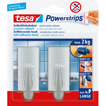 tesa Powerstrips Haken LARGE Trend, chrom