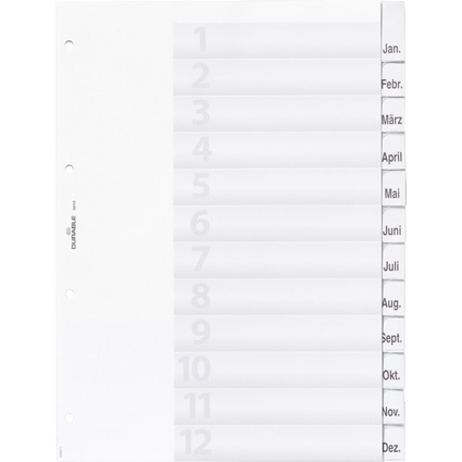 DURABLE Kunststoff-Register, A4, 12-teilig, transparent