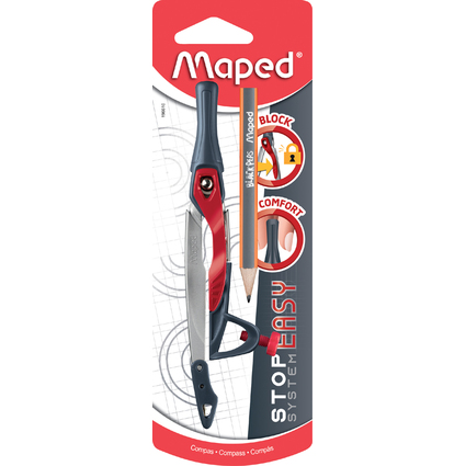 Maped Zirkel Stop System mit Adapterring, rot, Blister