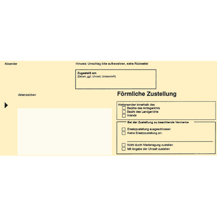 RNK Verlag Zustellungsumschlag, DIN lang, mit Fenster, gelb