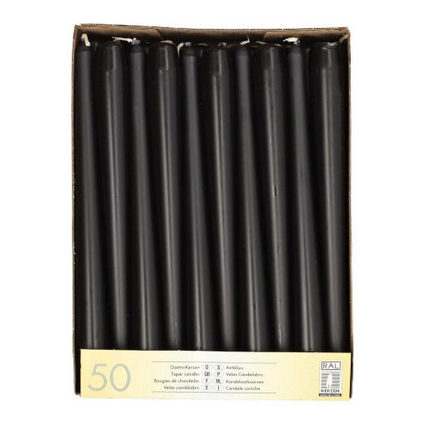 STARPAK Leuchterkerzen, 22 mm, schwarz, 50er Pack