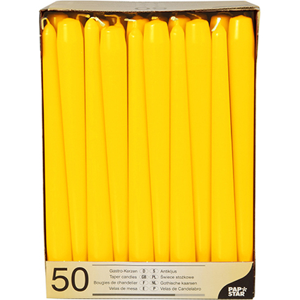 PAPSTAR Leuchterkerzen, 22 mm, gelb, 50er Pack