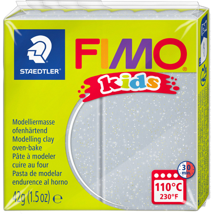 FIMO kids Modelliermasse, ofenhrtend, glitter-silber, 42 g