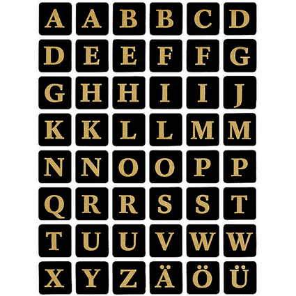 HERMA Buchstaben-Sticker A-Z, Folie geprgt, schwarz/gold