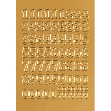 HERMA Zahlen-Sticker 0-9, Folie gold, Zahlen geprgt
