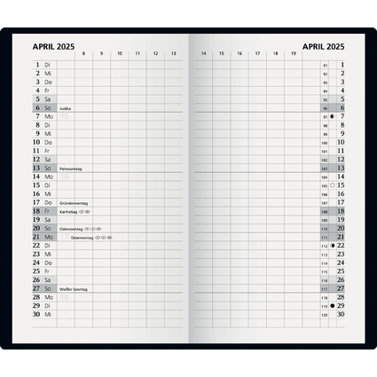 Glocken Taschenkalender "Monatssichtkalender", 2025, schwarz