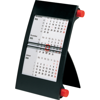 rido id Tischkalender "3-Monatskalender" 2025/2026, rot