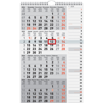 rido id Wandkalender 4-Monatskalender Kombi Planer 4, 2025
