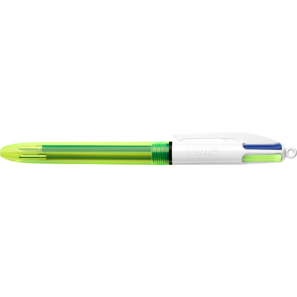 BIC Druckkugelschreiber 4 Colours Fluo, neongelb/wei