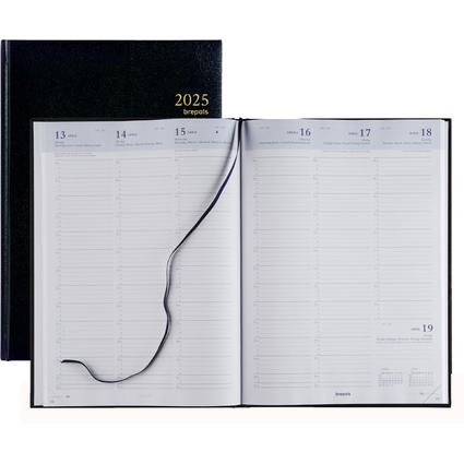 Brepols Buchkalender "OMEGA 30" 2025, 210 x 290 mm, schwarz