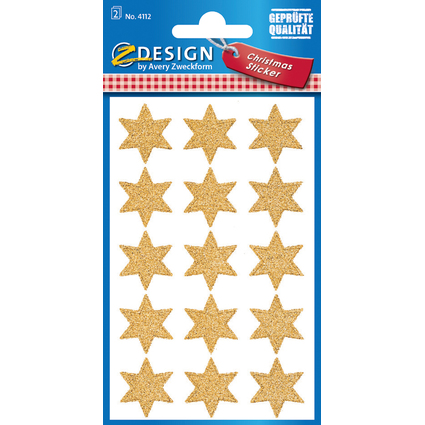 AVERY Zweckform ZDesign Weihnachts-Sticker "Sterne", gold