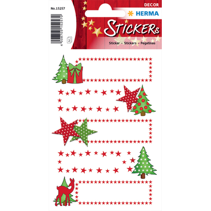 HERMA Weihnachts-Sticker DECOR "Sterne & Tanne", beglimmert
