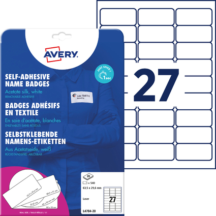 AVERY Zweckform Namensetiketten, 63,5 x 29,6 mm, wei