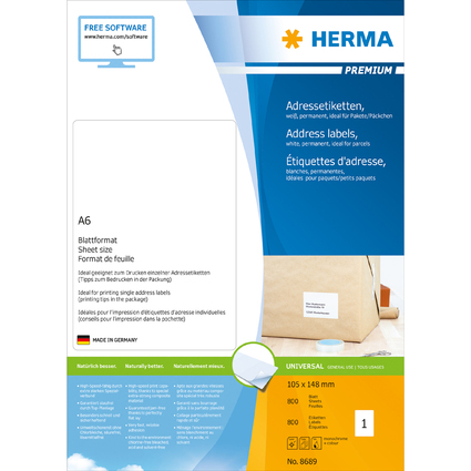HERMA PREMIUM Universal-Etiketten, 105 x 148 mm, wei