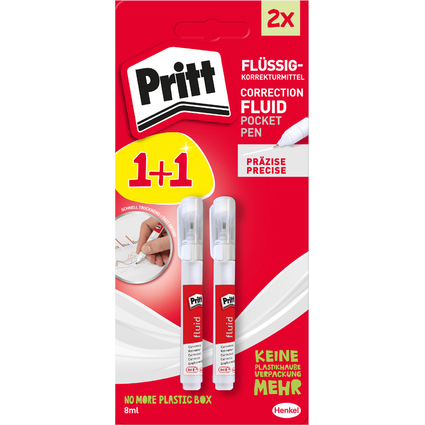 Pritt Korrekturstift Pocket Pen Fluid, 2er Blisterkarte