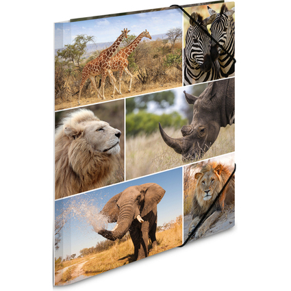 HERMA Eckspannermappe "Afrika Tiere", aus Karton, DIN A4