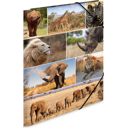 HERMA Eckspannermappe "Afrika Tiere", aus Karton, DIN A3