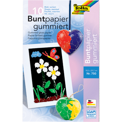 folia Buntpapiermappe, 185 x 297 mm, 10 Blatt